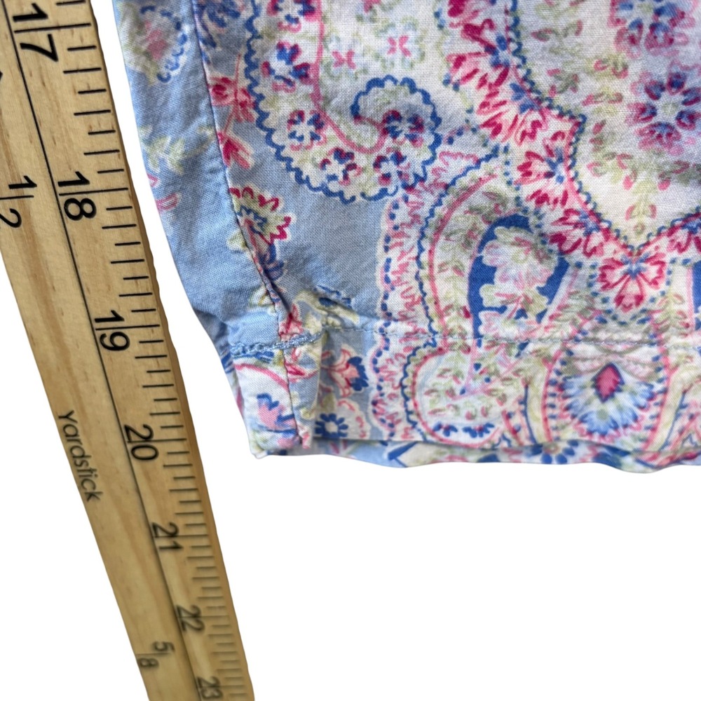 VTG Lauren Ralph Lauren Pajama 2pc Womens M Blue Paisley Cotton Blend PJs capri - Picture 7 of 12